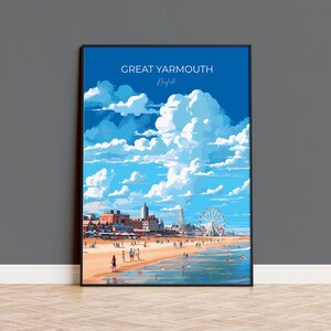 Great Yarmouth Travel Print, Travel Poster of Great Yarmouth , Norfolk Gift, England, Norfolk Art, Great Yarmouth Gift, Wall Art Print