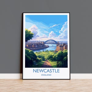 Impressão de viagem de Newcastle, pôster de viagem de Newcastle, Tyne and Wear, presente de Newcastle, arte de Newcastle, pôster de Tyne and Wear