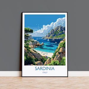 Sardinia Travel Poster Wall Art, Travel Print of Sardinia, Sardinia Art Lovers Gift, Italy, Italian Art Gift