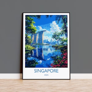 Singapur Reise-Druck, Reiseplakat Singapur, Singapur-Wand-Kunst-Liebhabergeschenk, Singapur-Kunst