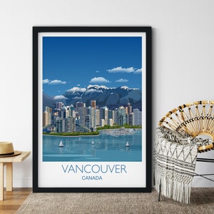 Travel Poster of Vancouver, Travel Print of Vancouver, City of  Vancouver, Canada, Canada Travel Poster, Vancouver Cityscape