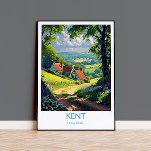 Kent Poster Wall Art, Travel Print of Kent , England, Kent Art Lovers Gift, England Wall Art Print