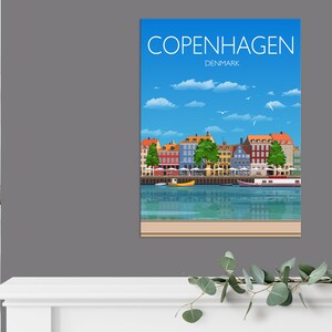 Copenhagen Poster, Travel Print of Copenhagen, City of Copenhagen, Denmark, Denmark Travel Poster, Copenhagen Cityscape image 4