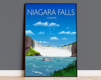 Travel Poster of Niagara Falls, Travel Print of Niagara Falls, Niagara Falls, Ontario, Canada, Canada Travel Poster