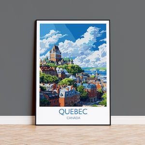 Impression de voyage au Québec, affiche de voyage du Québec, Canada, cadeau de la ville de Québec, cadeau des amateurs d'art québécois, art cadeau Canada, impression d'art mural
