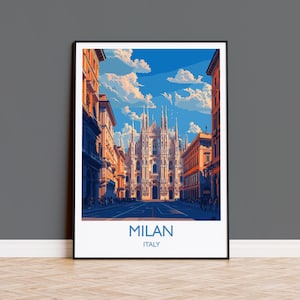 Mailand Reise Poster Wandkunst, Reisedruck von Mailand, Mailand Kunstliebhaber Geschenk, Italien, Italienische Stadt Kunst Kunst Geschenk