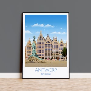 Antwerp Travel Print, Travel Poster of Antwerp , Belgium, Antwerp Art Lovers Gift, Belgium City Wall Art Print