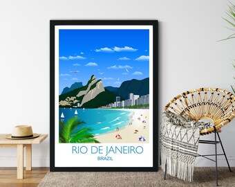 Druk podróżny Rio De Janeiro, plakat podróżniczy Rio De Janeiro, plakat podróżniczy Rio, druk Rio