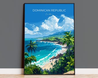Dominican Republic Travel Poster, Travel Print of Dominican Republic, Dominican Republic Art Lovers Gift, Caribbean Gift, Wall Art Print