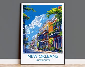New Orleans Travel Print Wall Art, Travel Poster of New Orleans, New Orleans Art Lovers Gift, USA Art Gift