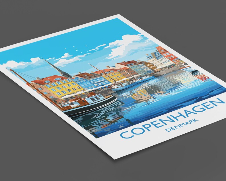 Copenhagen Poster, Travel Print of Copenhagen, Denmark, Copenhagen Gift, Denmark Wall Art, Travel Gift image 5