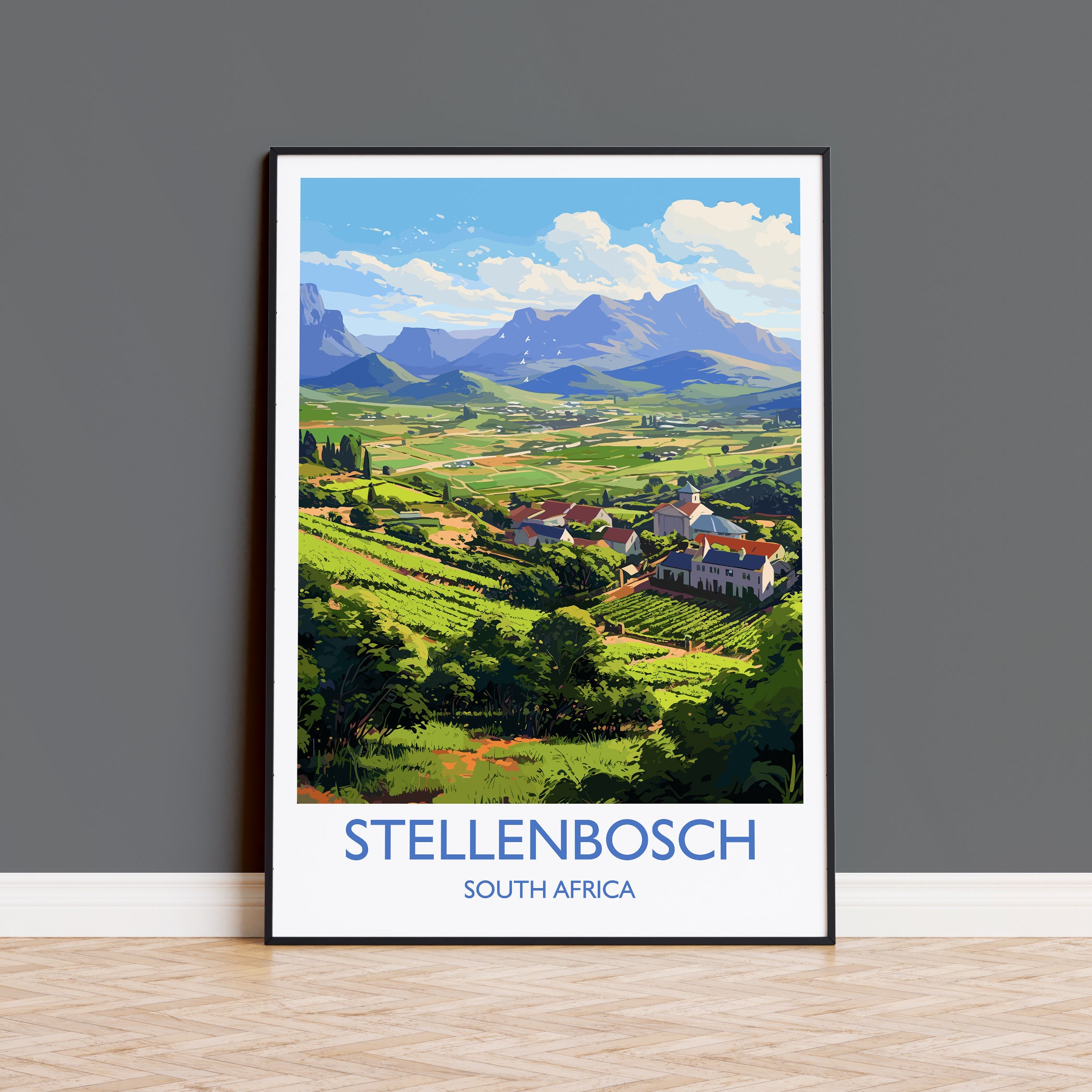 Stellenbosch Print Travel Poster of Stellenbosch Wine