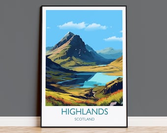 Scottish Highlands Poster, Travel Print of Highlands, Highlands Gift, Scotland Art, UK, Travel Gift