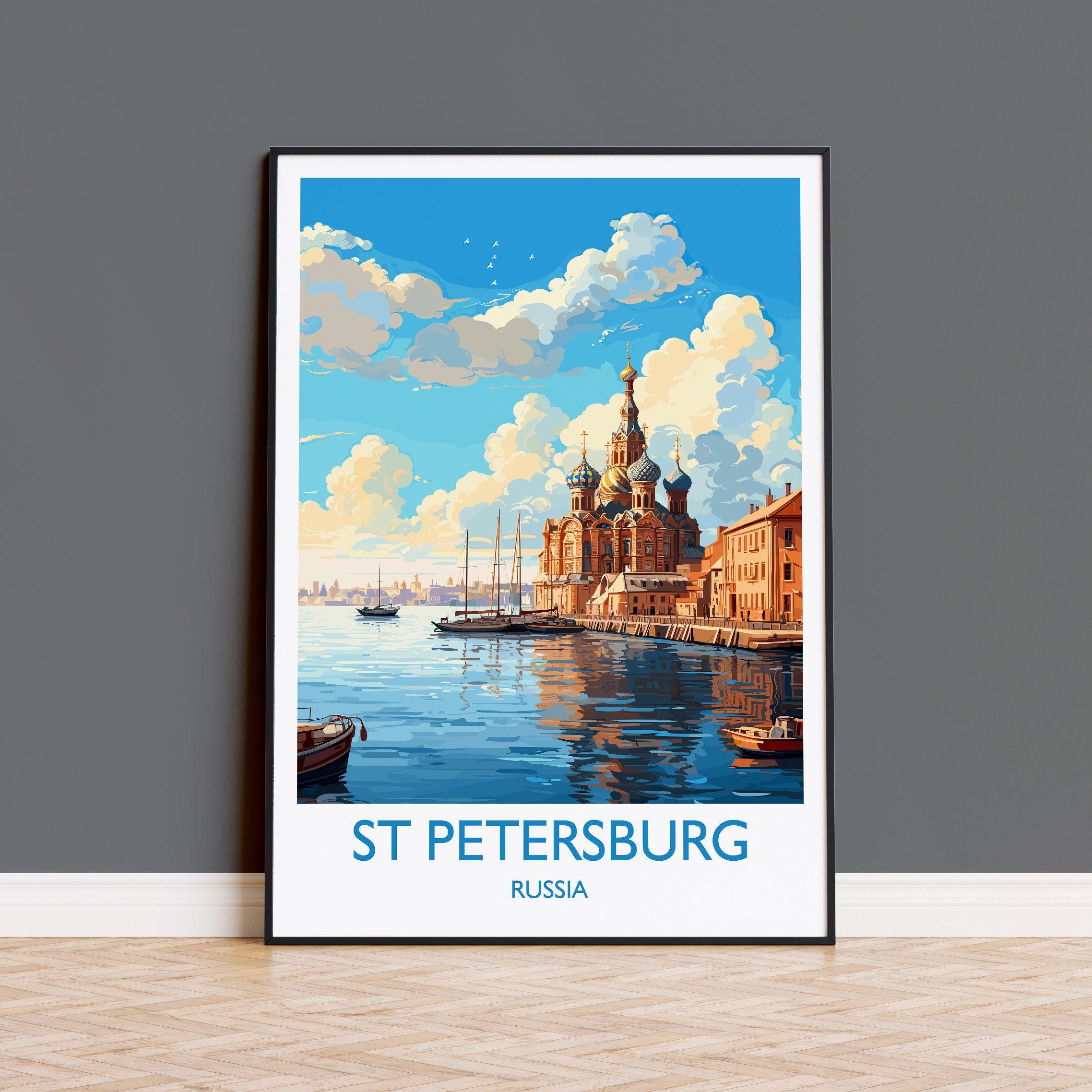 St Petersburg Travel Print, Travel Poster of St Petersburg, Russia, City of St Petersburg,  Russia Art Gift,  St Petersburg Wall Art Print