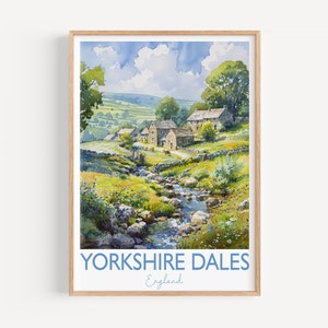 Yorkshire Dales Print, Travel Poster of Yorkshire Dales, England, Yorkshire Dales Art Lovers Gift, Travel Watercolour Gift