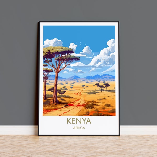 Impression de voyage au Kenya, affiche de voyage du Kenya, cadeau Kenya, Afrique, cadeau d'art Afrique, impression d'art mural