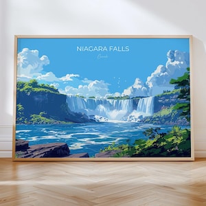 Niagara Falls Travel Poster Wall Art, Landscape Travel Print of Niagara Falls, Niagara Falls Art Lovers Gift, Canada, Travel Wall Art Gift