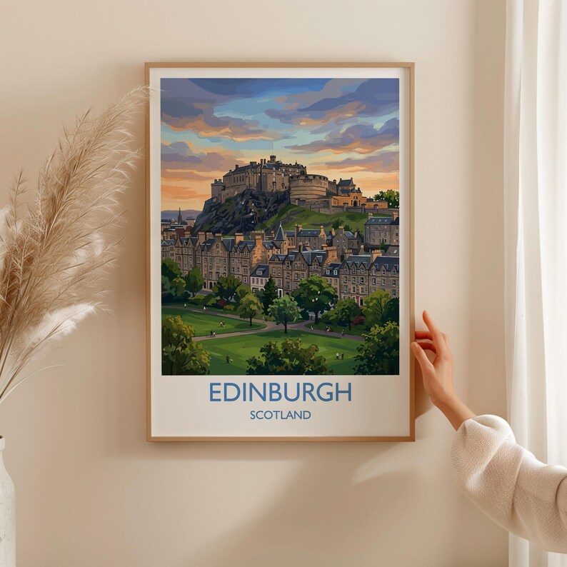Edinburgh Castle Travel Poster, Princes Street Gardens Wall Art ...