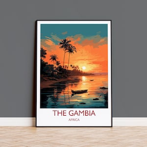 The Gambia Travel Poster Wall Art, Travel Poster of The Gambia , The Gambia Gift, The Gambia Sunset Africa, Africa Art Lovers Gift,