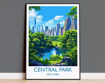 Central Park New York Travel Print Wall Art, Travel Poster of Central Park, New York , New York Art Lovers Gift, USA Art Gift