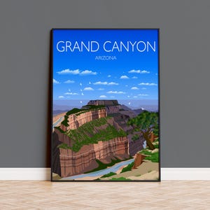 Grand Canyon Travel Poster Wall Art, Travel Print of Grand Canyon, Grand Canyon Art Lovers Gift, Arizona, USA Travel Art