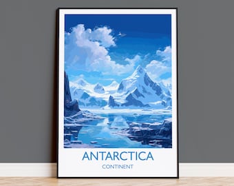 Impression de voyage en Antarctique, affiche de voyage de l'Antarctique, cadeau de l'Antarctique, cadeau d'art de l'Antarctique, impression d'art mural