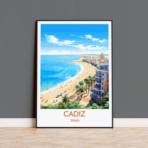 Cadiz Travel Print Wall Art, Travel Poster of Cadiz , Spain, Cadiz  Art Gift, Spanish Coast Art
