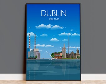 Lámina de viaje de Dublín, Póster de Dublín, Dublín, Irlanda, Póster de viaje de Irlanda