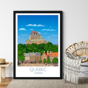 Travel Poster of Quebec, Travel Print of Quebec, City of Quebec, Canada, Canada Travel Poster, Quebec Cityscape