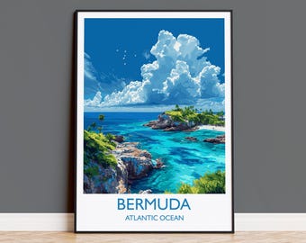 Bermuda Print Wall Art, Travel Poster of Bermuda, Atlantic Ocean, Bermuda Gift, Bermuda Wall Art Lovers, Travel Gift