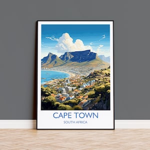 Impression de voyage au Cap, affiche de voyage du Cap, cadeau pour les amateurs d&#39;art du Cap, cadeau d&#39;Afrique du Sud, impression d&#39;art mural