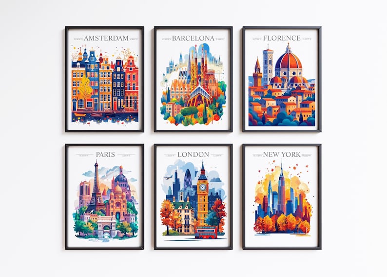 New York Skyline Travel Print Wall Art, New York Skyline Travel Poster ...