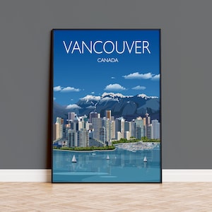 Travel Poster of Vancouver, Travel Print of Vancouver, City of  Vancouver, Canada, Canada Travel Poster, Vancouver Cityscape