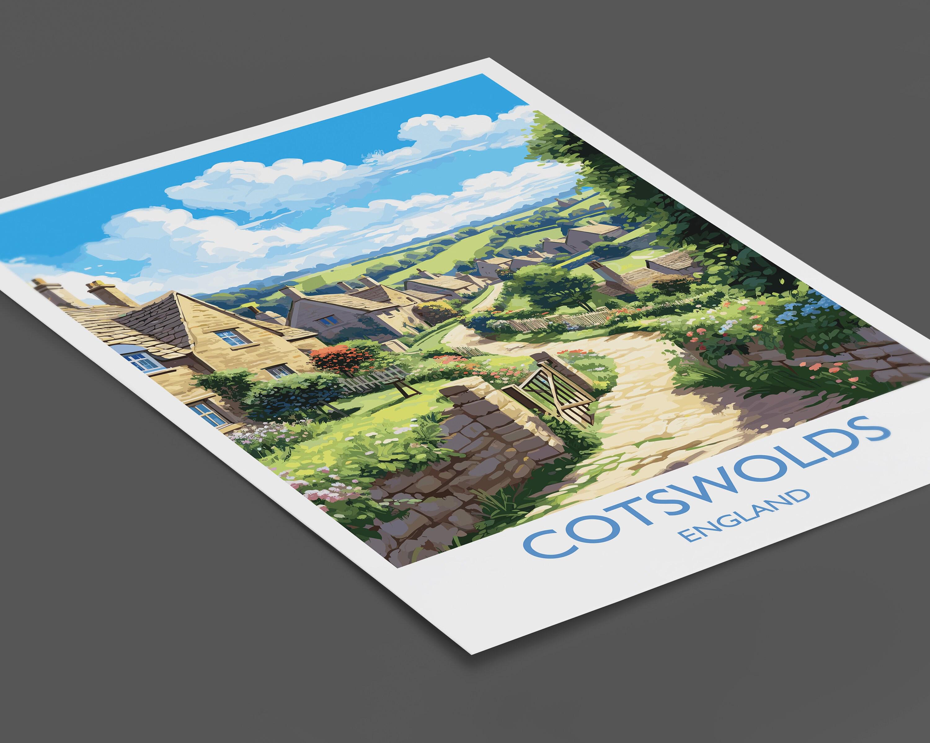 Artery8 Stampa Su Tela Quadro Cotswolds Cottages – Paesaggio Inglese Campagna, Poster D'Arte 30x41 Cm, Non Incorniciato