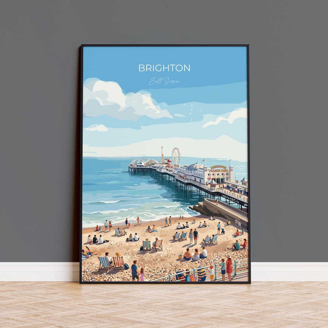 Brighton Travel Print Brighton Pier Wall Art Seaside Poster UK Royal 