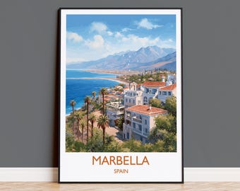 Marbella reisprint, reisposter van Marbella, Spanje, Marbella Art, Marbella Gift, Wall Art Print