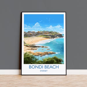Bondi Beach Print, Travel Poster of Bondi Beach, Sydney, New South Wales, Australia, Travel Gift