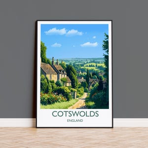 Cotswolds Travel Print, Travel Poster of Cotswolds, England, Cotswolds Art, Cotswolds Gift, Wall Art Print