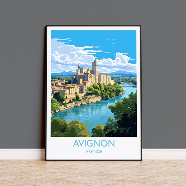 Avignon Travel Poster, Travel Print of Avignon, France, Provence Art, Avignon Gift, Wall Art Print