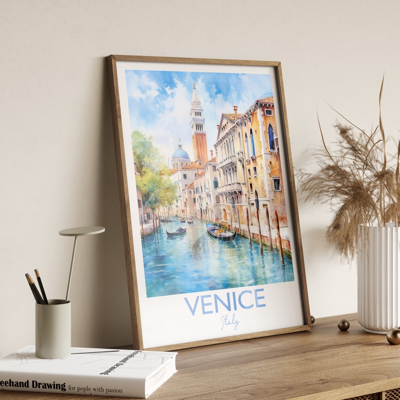 Venice Poster, Travel Print of Venice, Italy, Venice Gift, Travel Watercolour Gift image 3