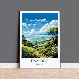 Exmoor Travel Print Wall Art, Travel Poster of Exmoor,  England, Exmoor Art Lovers Gift, English Countryside