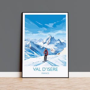 Val d&#39;isere Wandkunst Reiseplakat, Reisedruck von Val d&#39;isere, Ski Poster, Val d&#39;isere Kunstliebhaber, französischer Ski Kunstliebhaber, Reisegeschenk