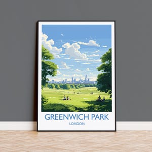 Greenwich Park Travel Poster, Travel Print of Greenwich  Park, London Poster, Greenwich Park Art Gift, London Art Lovers UK Travel Gift