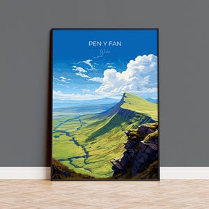 Pen Y Fan Travel Print Wall Art, Pen Y Fan Travel Poster, Wales, Brecon Beacons Welsh Art Gift, Wall Art Print