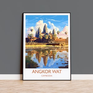 Angkor Wat Travel Print, Travel Poster of Angkor Wat, Cambodia, Angkor Wat Gift, Cambodia Gift, Wall Art Print