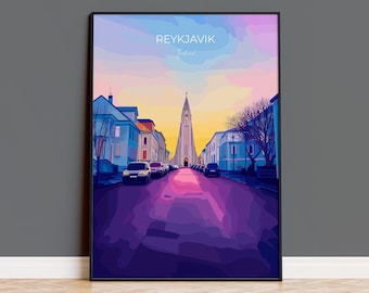 Reykjavik Print Wall Art, Reykjavik Travel Poster, Iceland Wall Art, Reykjavik Art Lovers Gift, Iceland Gift