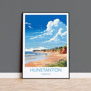 Hunstanton Beach Reise-Druck, Reiseplakat von Hunstanton Beach, Norfolk, England, Norfolk Kunst, Norfolk Geschenk, Wand-Kunst-Druck