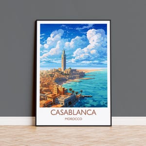 Casablanca Travel Print Wall Art, Travel Poster of Casablanca, Morocco, Casablanca Art Lovers Gift