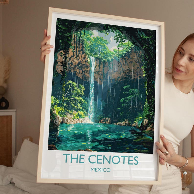 Cenotes of Yucatan Travel Print, Mexico Travel Print Collection, Travel Wall Art, Cenotes Art Print Gift, Yucatan Art image 4