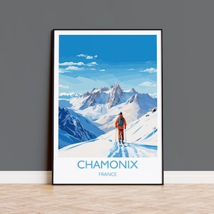 Chamonix Wandkunst Reiseplakat, Reisedruck von Chamonix, Ski Poster, Chamonix Kunst Geschenk, Frankreich Ski Kunst Reisegeschenk